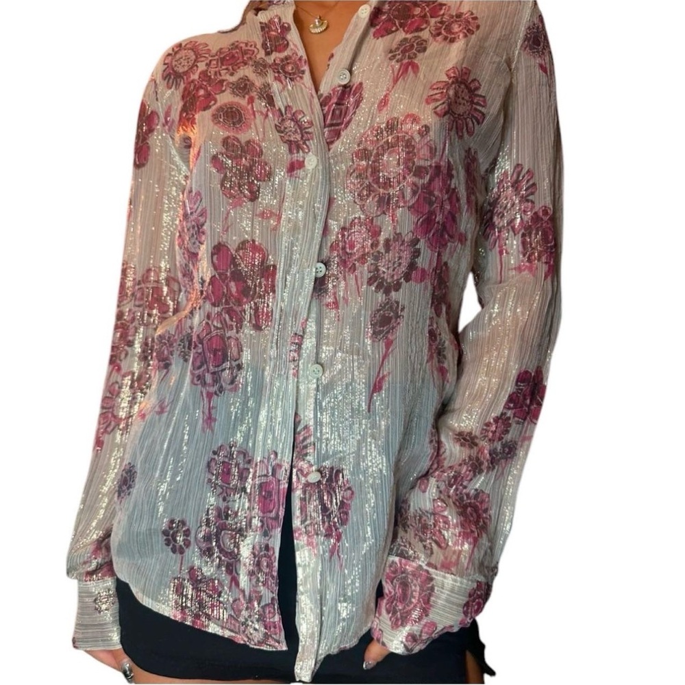 Floral Sheer Button-Up Top